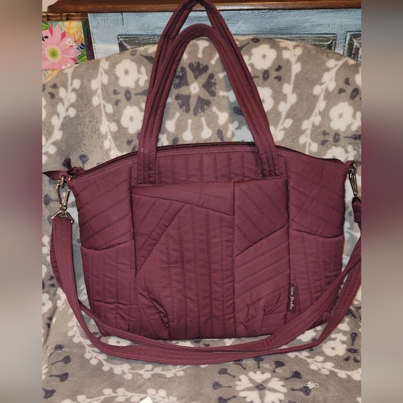 Vera Bradley pleated multi-strap satchel in mulled wine - Picture 2 of 4